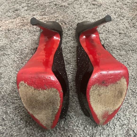 Louboutin sparkle sling back size 37 150mm - Picture 5 of 6